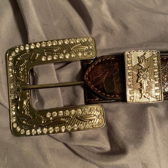 Nocona Brown with black inlay, woman’s belt.  Size S. - Picture 1 of 4